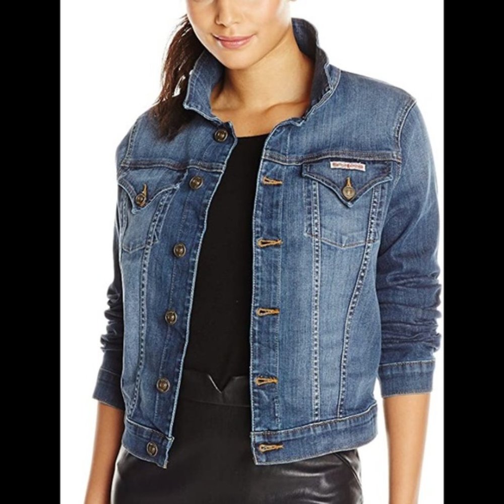 Hudson Distressed Denim Trucker Jacket L - Picture 1 of 7